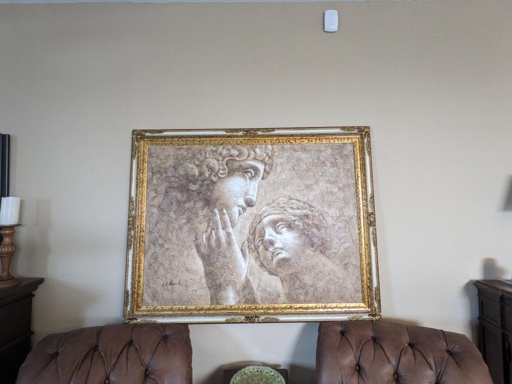 W. Harris Oil Painting Michelangelo's Greek Goddess Lovers Framed