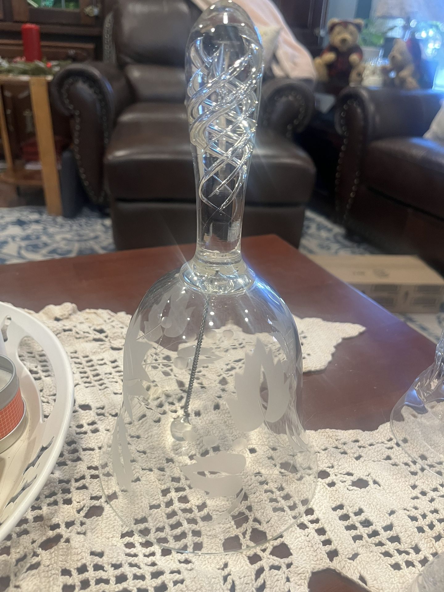 10” Crystal Bell With Etchings