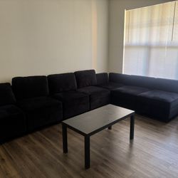 Suede storage Unit Couches Set With A Coffee Table And A Side Table