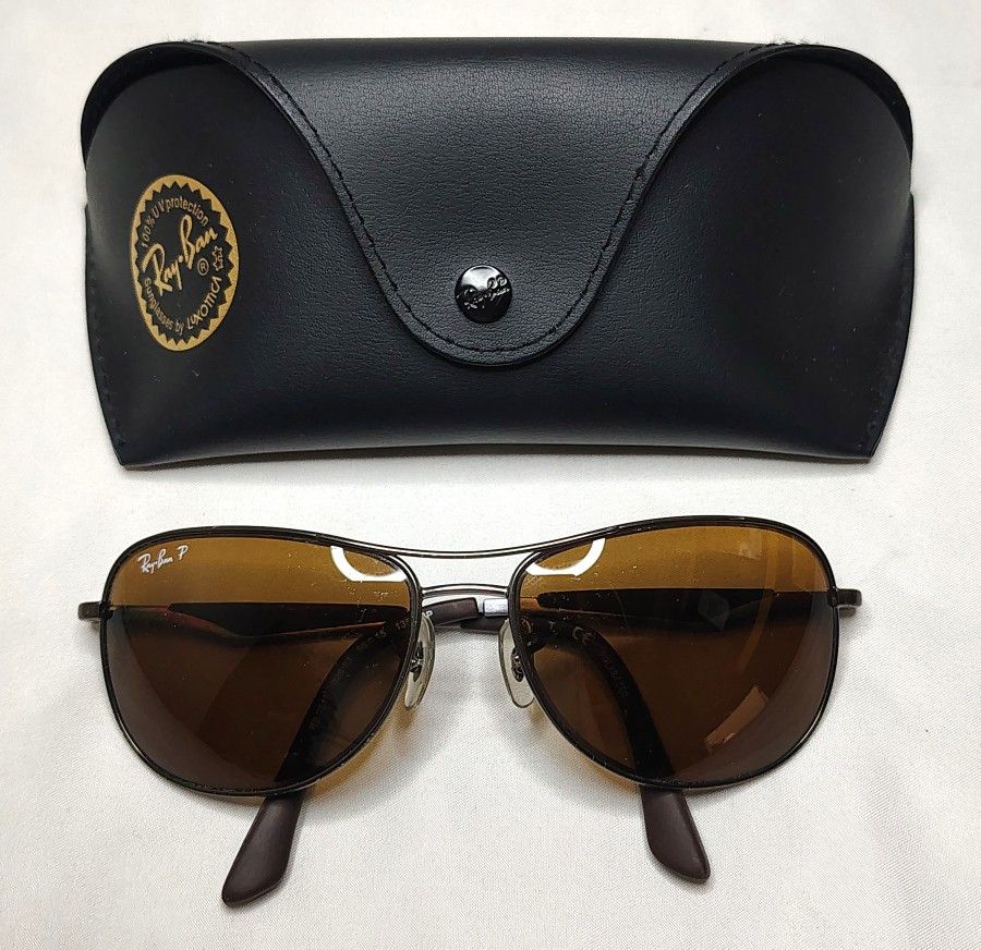 Ray-Ban RB 3519 029/83 3P Silver/Brown Polarized Sunglasses 59-15