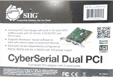 SIIG CyberSerial Dual Serial Port PCI Adapter Card JJ-P02012-S7 New Sealed