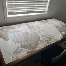 Stone Top Metal Base Dining Table