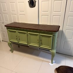 Vintage Green Buffet / Coffee Bar Cabinet