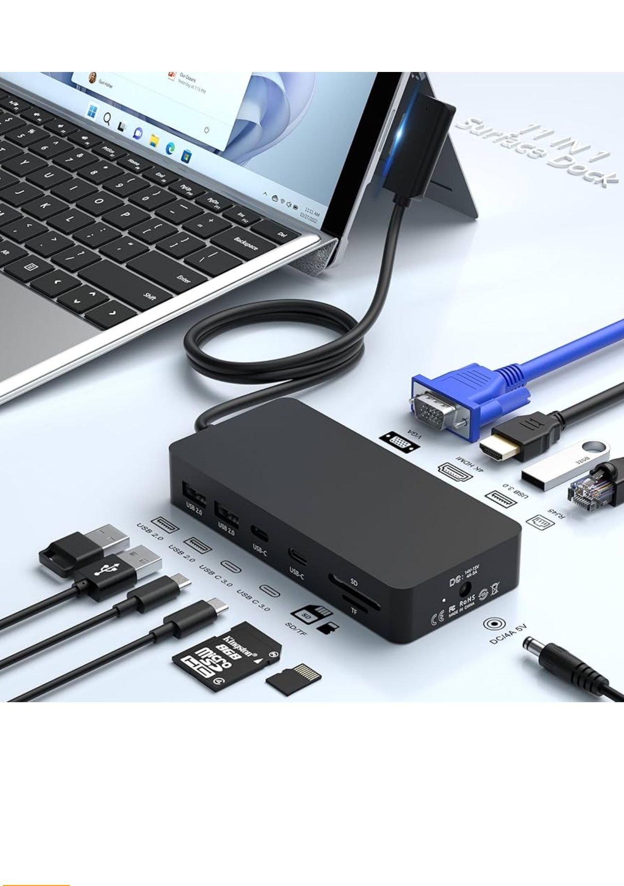 Surface Dock, Microsoft Surface Docking Station, Surface Triple Display (4K HDMI +VGA) Dock,