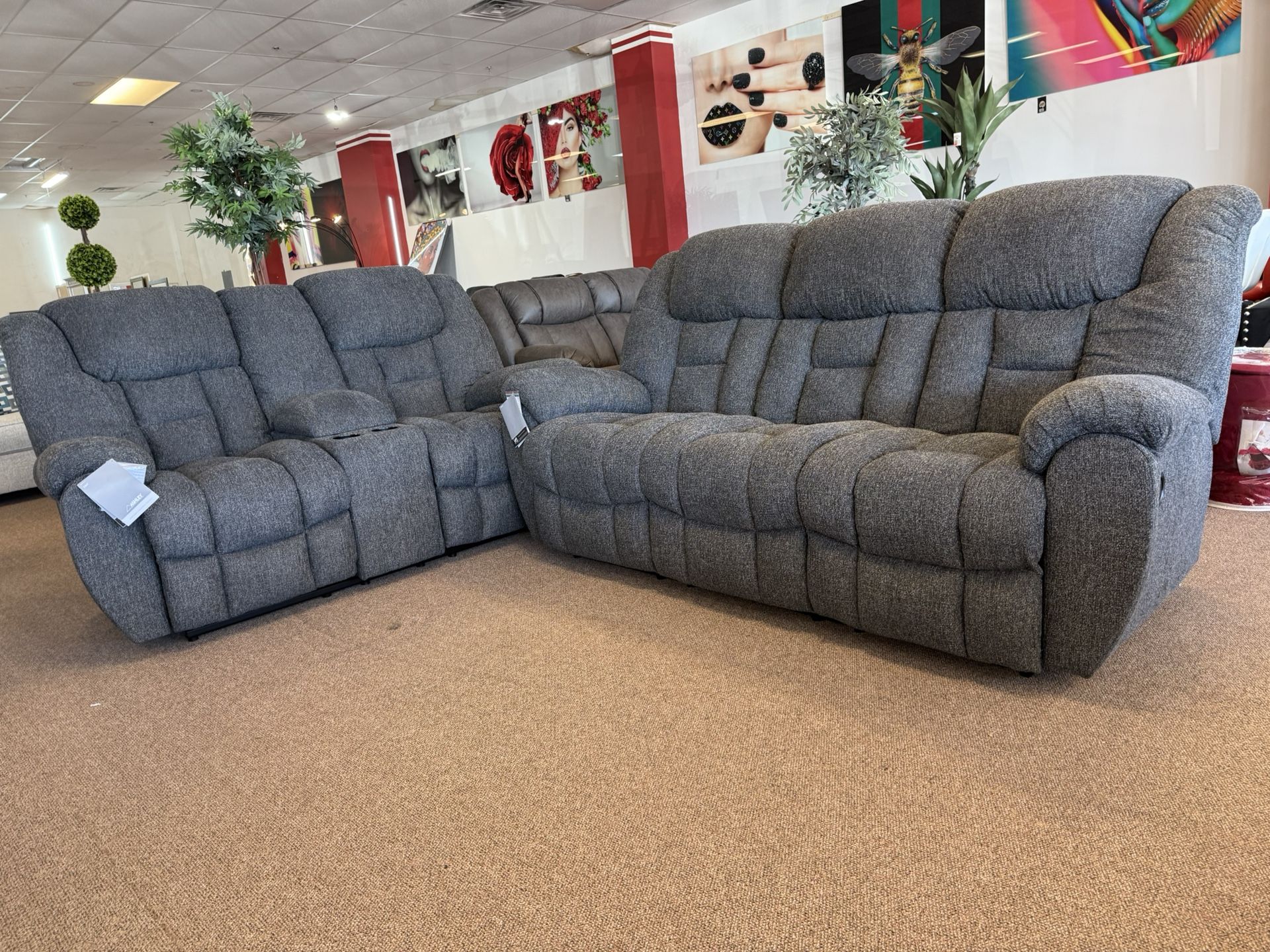 38104.. Sofá And Love Seat Reclining