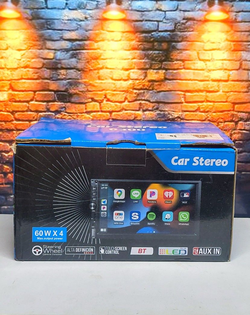 Wireless Double Din Car Stereo Works with Apple Carplay,7 Inch HD 1024 * 600 Touchscreen with Bluetooth 5.1,FM Car Radio,GPS Navigation