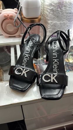Calvin Klein CK Black Patent Heeled Sandals size 6