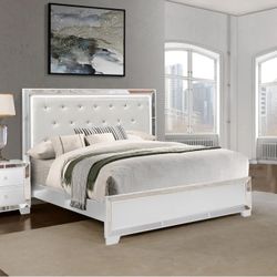 CRYSTAL TUFTED-FAUX-LEATHER-LED TOUGH LIGHTING-FRAME