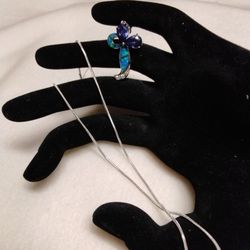 Elegant 925 Sterling Silver, Two Sapphire Stones Pendant, with Australian Opal Inlay. 