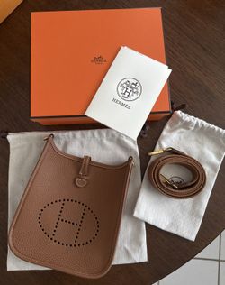 NEW HERMES Gold Clemence  GHW Mini Evelyne TPM
