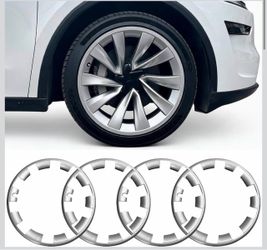 20" Rim Protector Trim Ring Compatible with Tesla Model Y 2025 2026 Juniper OEM style Silver 4Pcs ABS Curb rash & scuff resistance Scratch & blemish c