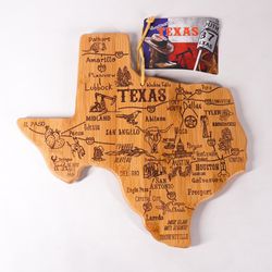 Wood Bamboo Texas State Serving Cutting Board Laser Etched Home Decor Decoration