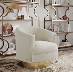 Stella Velvet Swivel Chair Cream - Floor Sample