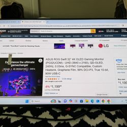ASUS ROG Swift 32” 4K OLED Gaming Monitor (PG32UCDM) - UHD (3840 x 2160), QD-OLED, 240Hz, 0.03ms, G-SYNC Compatible, Custom Heatsink, Graphene Film, 9