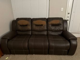 Brown Leather Reclining Sofa (3+2)