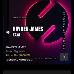Hayden james ticket
