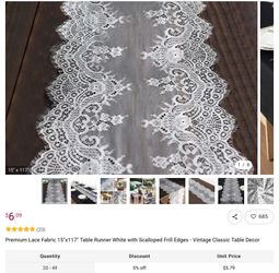 Lace Table Runners: Wedding Party Reception