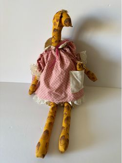 Vintage Decorative Giraffe In Prairie Dress W/Bloomers and Baby in Pocket