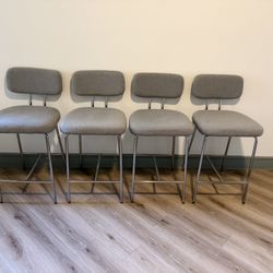 Set of 4 counter height bar stools, 66 cm (26 inch) fabric kitchen stools.