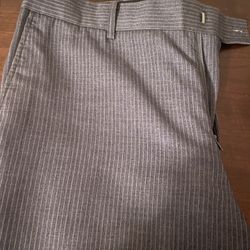 Mens Grey Striped Slacks - Men’s 34