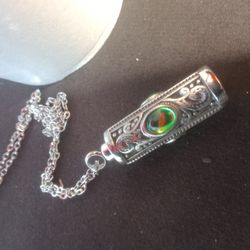 Silver And Green Necklace Urn