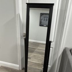 Standing Jewelry Armoire With Mirror