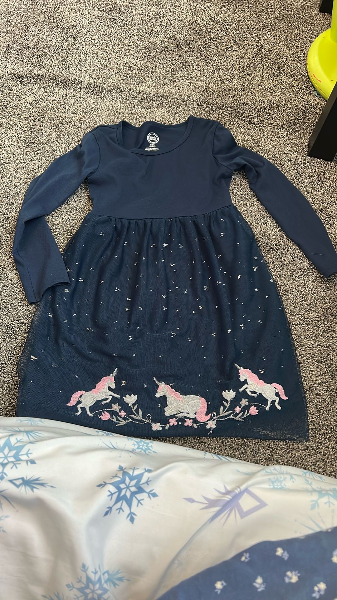 Girls Blue Unicorn Dress