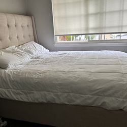 Upholstery Queen Bed Frame and Mattress 