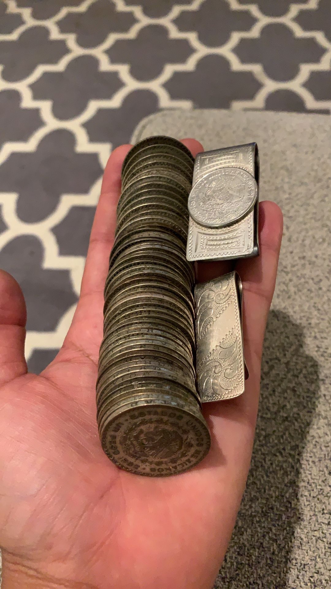 Mexican silver coins and money clips