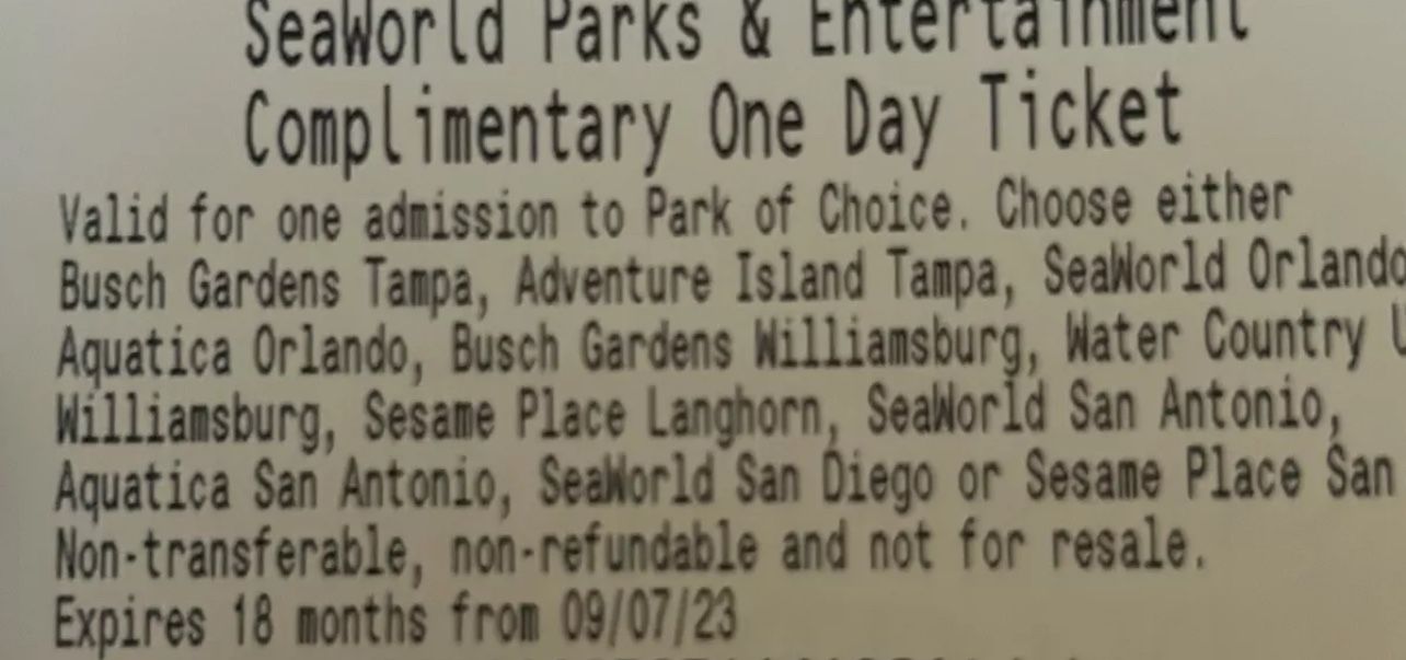 Sea world ticket