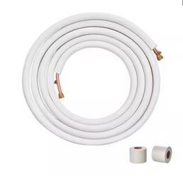 VEVOR 25 ft. Mini Split Line Set 1/4 in. and 3/8 in. O.D Copper Tubing Pipes and Triple-Layer Insulation for Air Conditioning