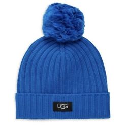UGG ​Kid’s Wool Blend & Faux Fur Pom Beanie