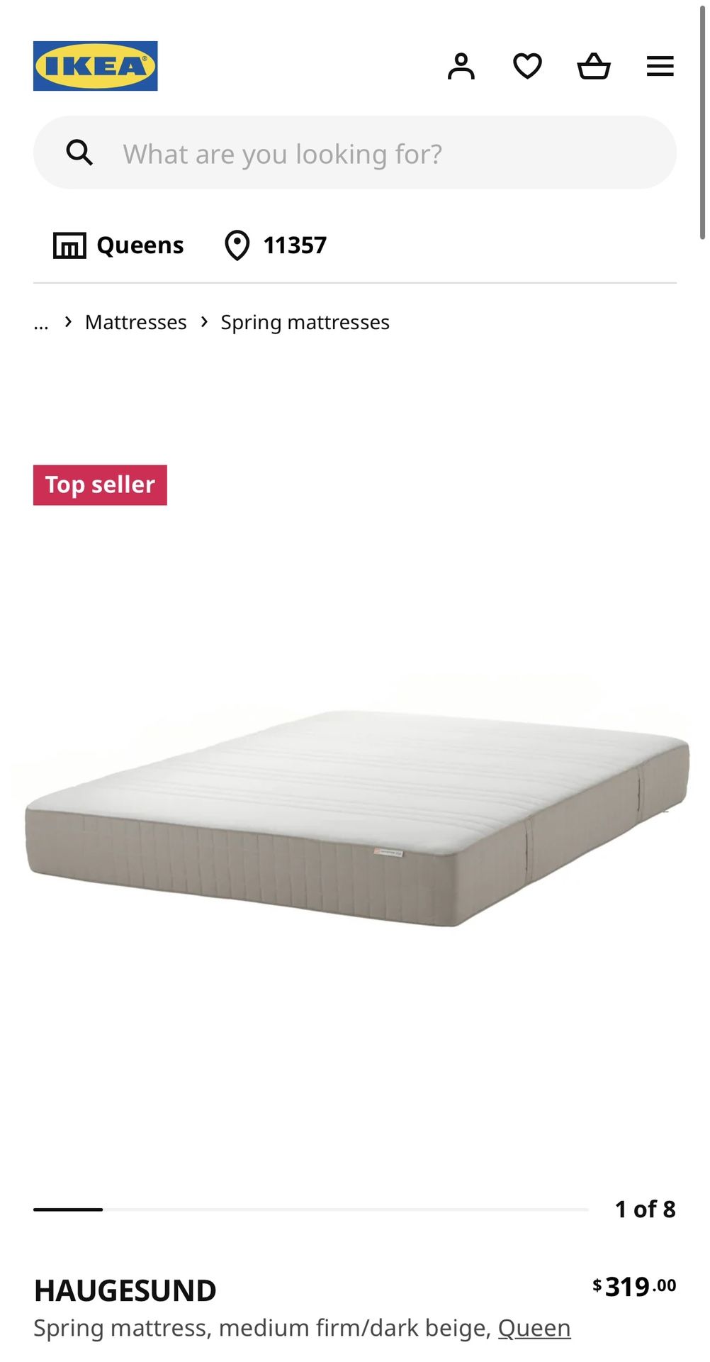 IKEA Haugesund Queen Mattress + Cover