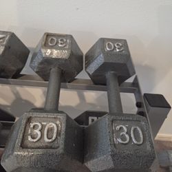 30 Lb Cast Iron Hex Dumbbells (2)