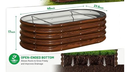 4x2x1.5ft Raised Garden Bed Outdoor, 17" Tall Galvanized Metal Planter Box