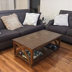 Couch set with solid wood coffee table