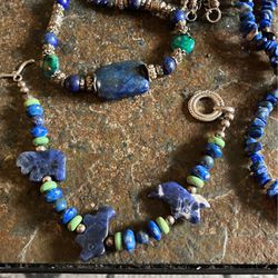Stone And Turquoise Necklaces, And Bracelet