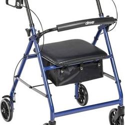 Walker with 6" Wheels Fold Up Removable Back Support & Padded Seat - $50 (Harahan)