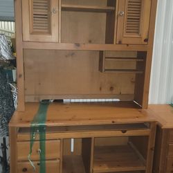Pine Wood Computer Desk w/ Hutch office furniture
