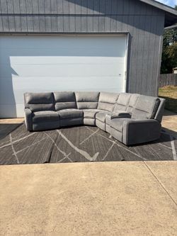Gray Power Reclining Sectional
