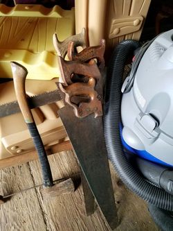 Ice saw and 4 piece saw lot