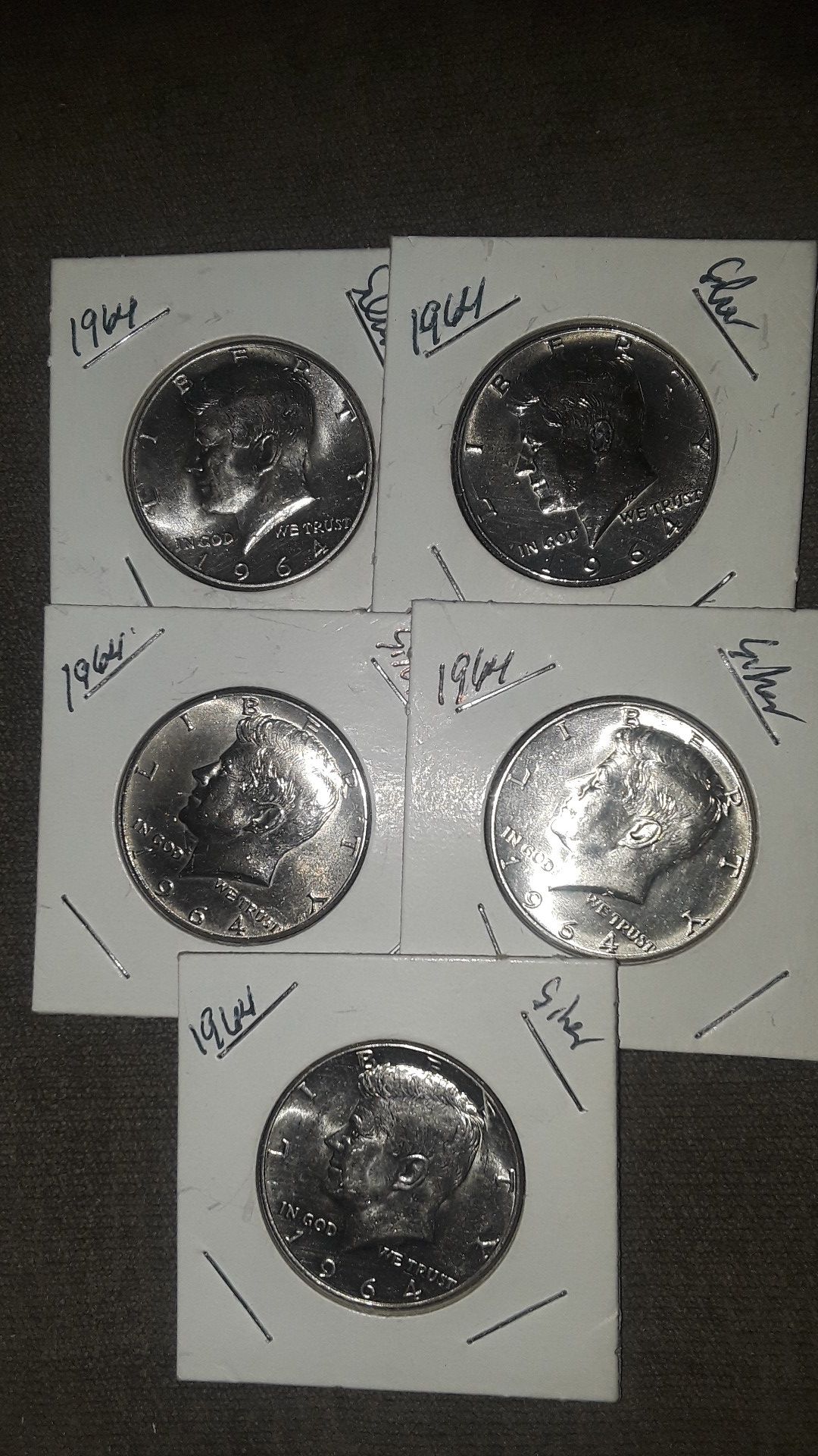 5- 1964 KENNEDY HALF DOLLAR SILVER UNCIRCULATED