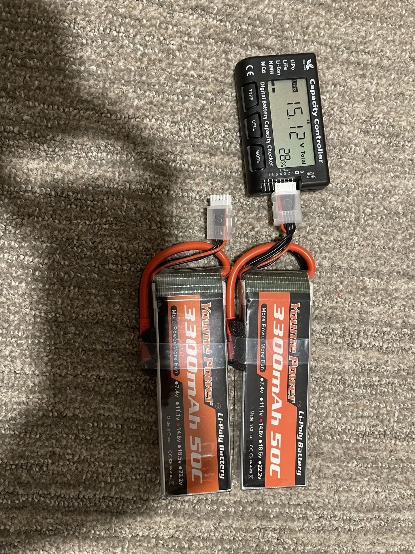 14.8V 3300mAh 4s 50C batteries, pack of 2