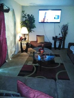 Three peace couch set three piece end tables and all decorations 700