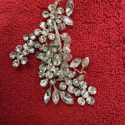 Crystal and Silver Wedding Brooch