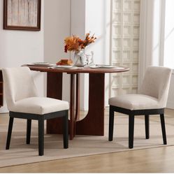 Linen Beige Dining Chairs - Set Of 2