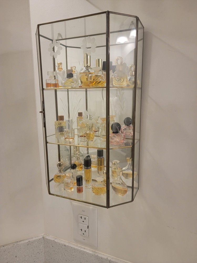 Vintage Brass and Glass Curio Display Case