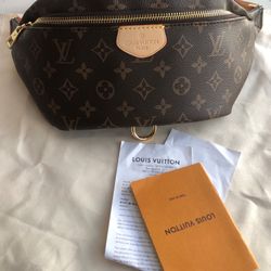 Authentic Louis Vuitton mongram canvas brown leather belt bag