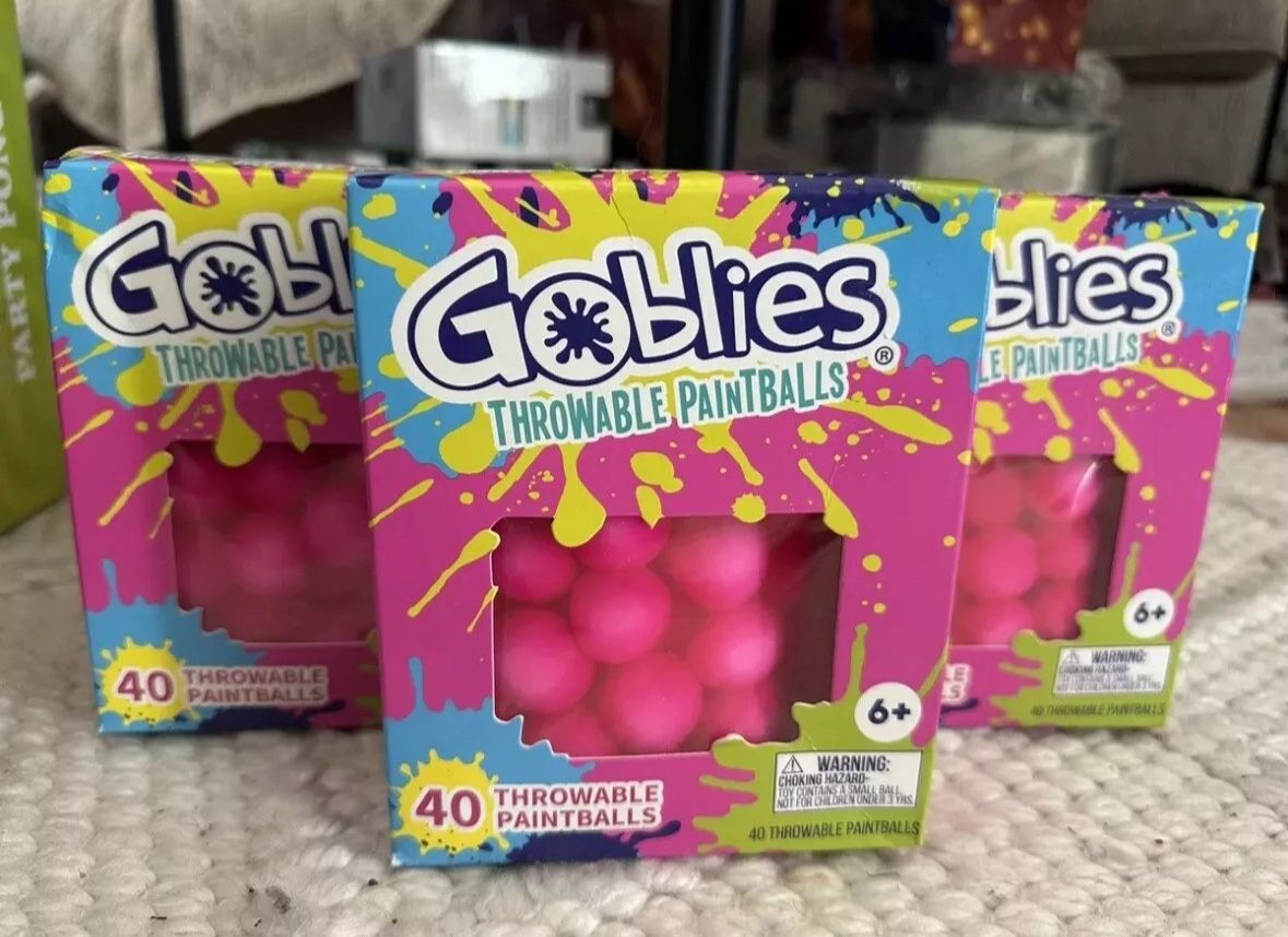 Goblies - 120 Throwable Paintballs - Pink 3 Packs of 40. Brand New