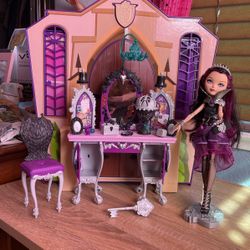 Raven Queen With Vanity Set. Ever After Doll